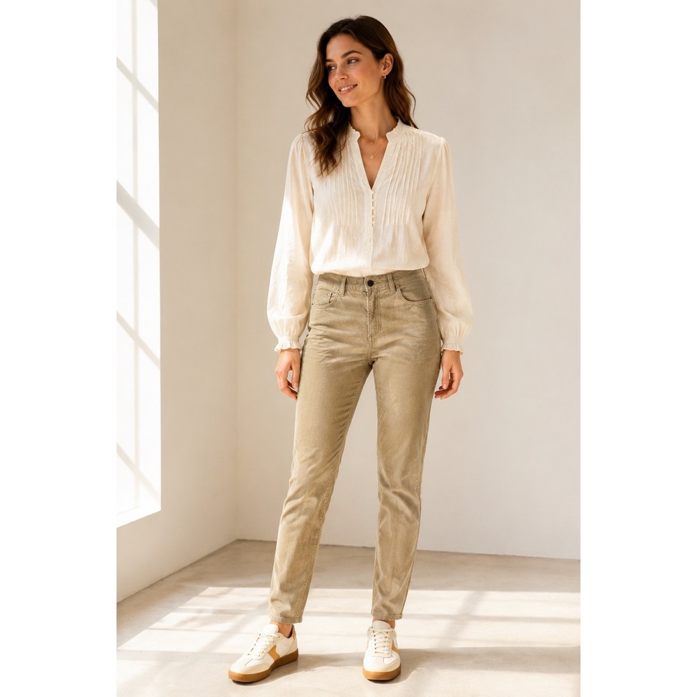 Loft Curvy High Waist Skinny Corduroy Pants Tan Khaki Size 8 29
